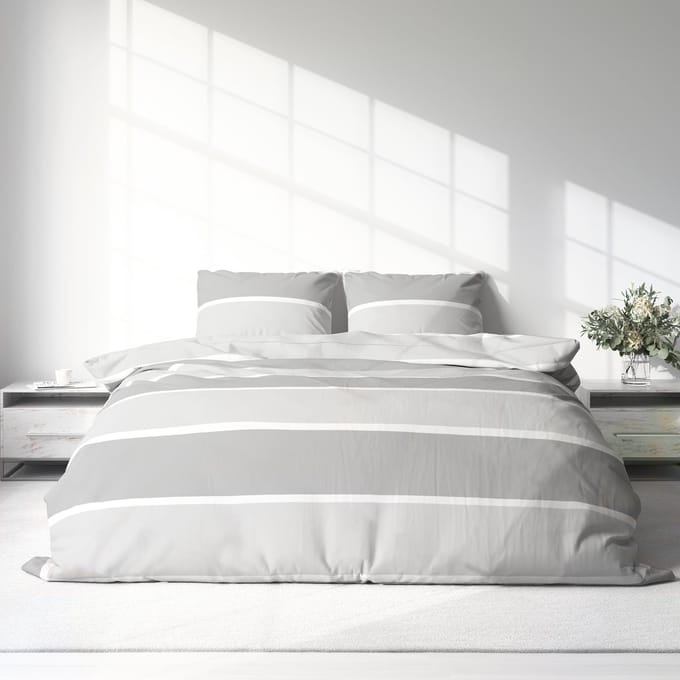 Dekbedovertrek 100% Katoen Premium - 240 x 220cm - StripeLines Grey