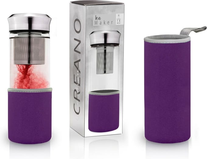 Tuana Kruiden - Theemaker 400ml – Glas Met Filter – Voor Losse Thee - Paars -
