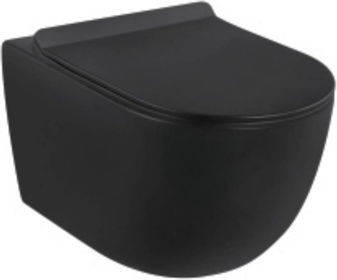 Vips Toilet - 36x52x31cm - Mat zwart - Keramiek - Hangend - WC