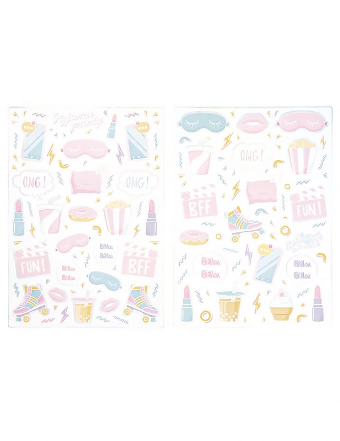 PARTYPRO - 150 pyjamafeest stickers, feestelijke pastelstickers