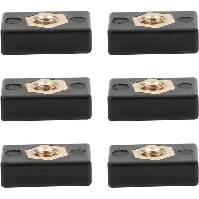 6 Stuks Vierkante Moeren Kit Rack Rail Adapter Kayak Kano Botten Accessoires black
