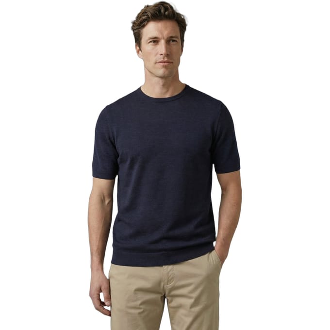 McGregor Extra Fine Merino T-shirt Navy Größe: M | Pullover Outlet | Herren | Blau