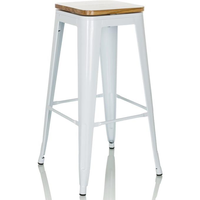 Barkruk VANTAGGIO HIGH WS metallic wit / zitting echt hout draaibaar licht hjh OFFICE