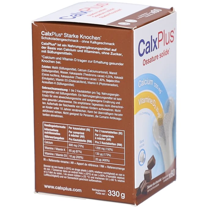 CalxPlus Chocolade | Calcium Botten – Vitamine D en K 60 Tabletten