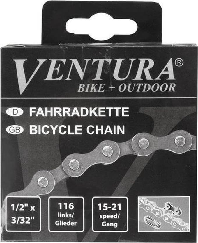 Ventura kmc 1/2 x 3/32 ketting 15-21-speed 116 schakels blister 302165