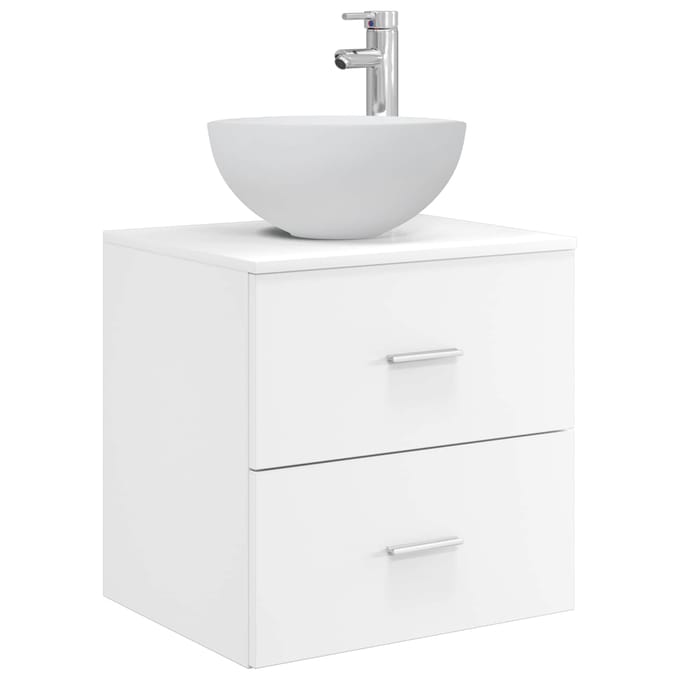 vidaXL - Wandgemonteerde - Waskom - Vanity - Wit - 49,5 - x - 35 - x - 63 - cm