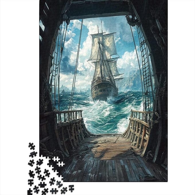 Puzzel Schip - Volwassen Legpuzzel - Ontspanning Thuis - Bonus Poster - 1000 Stukjes - Gekleurd