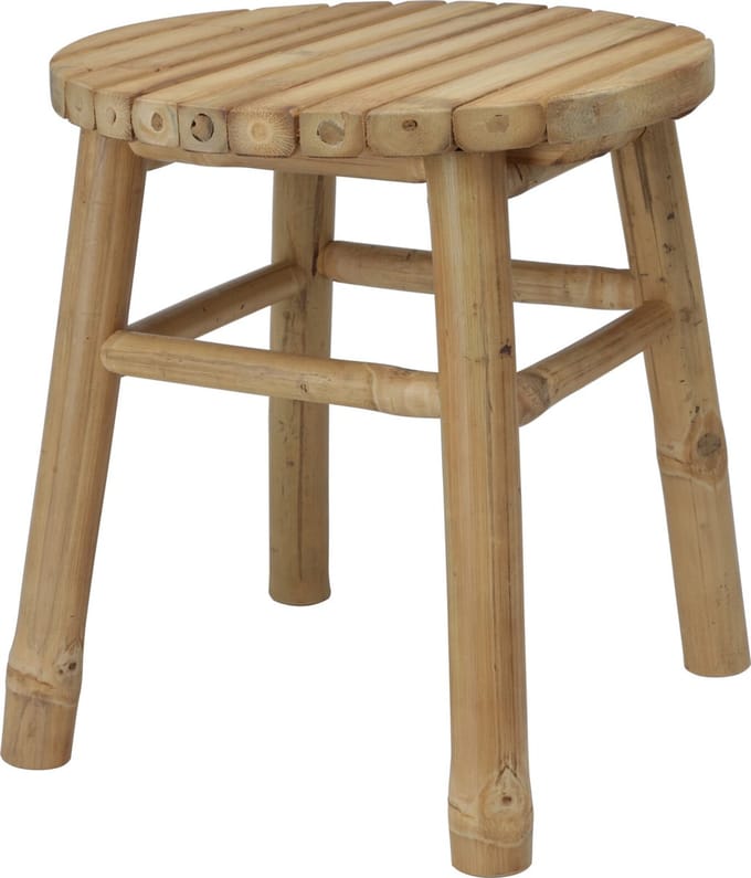 H&S Collection Krukje - plantentafel - bamboe hout - lichtbruin - D35 x H38 cm
