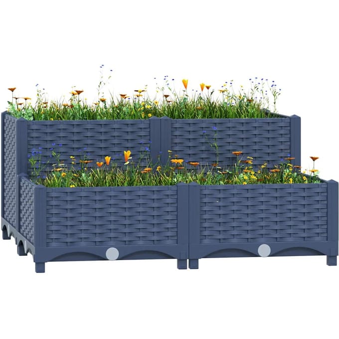 vidaXL - Plantenbak - verhoogd - 80x80x38 - cm - polypropyleen