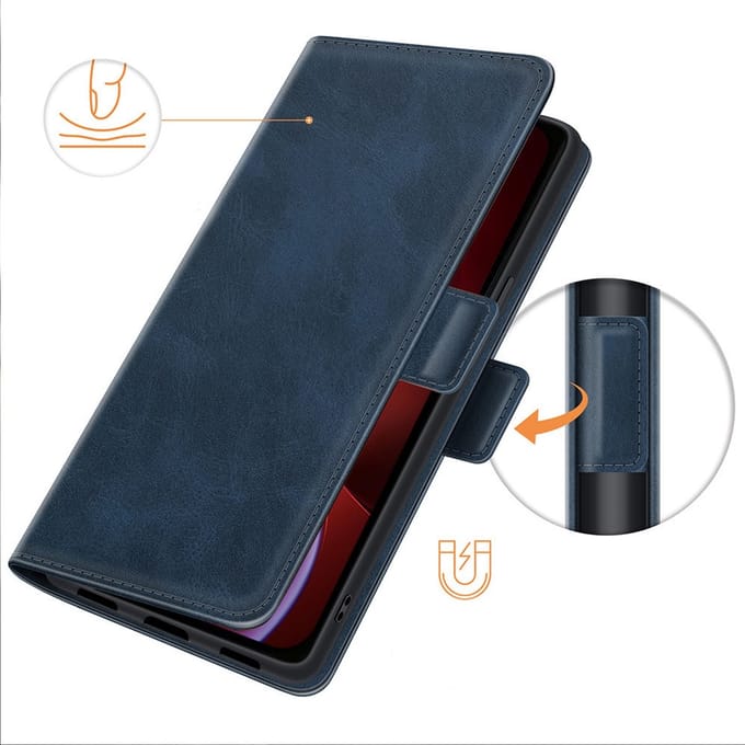 PU Lederen Wallet Hoesje met Sluiting geschikt voor iPhone 14 - blauw