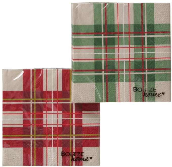 Boltze Home servetten kerst tafeldecoratie geruit 20 stuks papier.