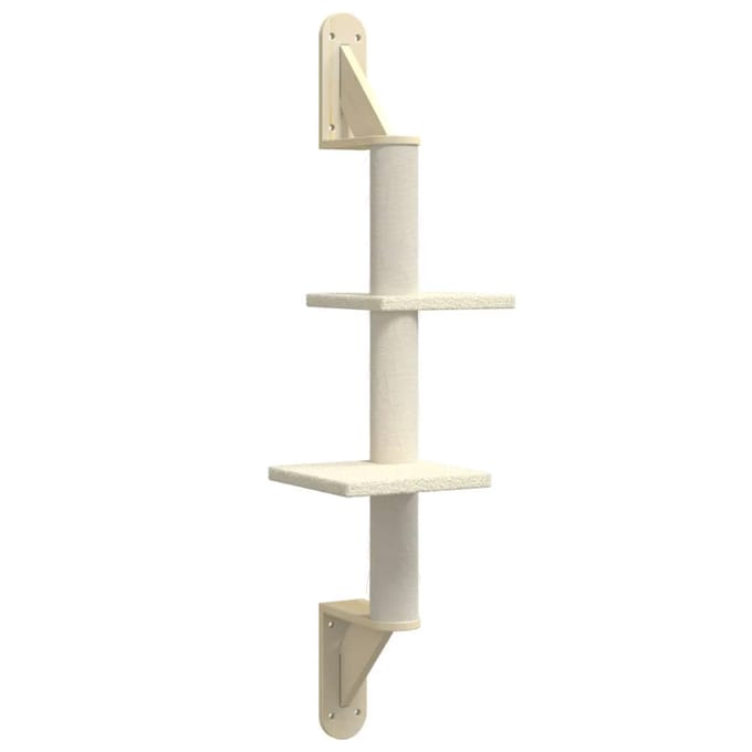 vidaXL - Kattenmeubel - wandgemonteerd - met - krabpaal - 108 - cm - crèmekleurig