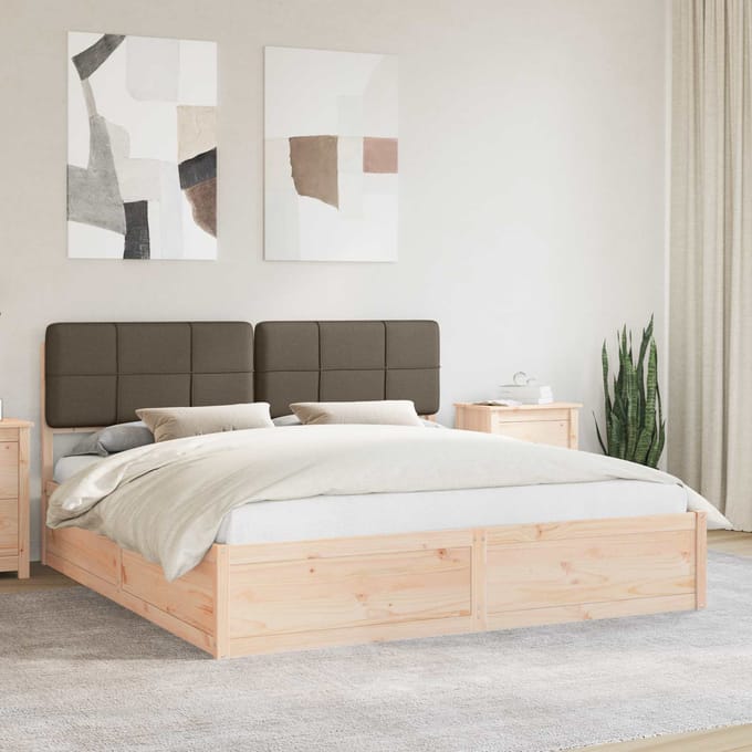 vidaXL - Bedframe - met - Gevoerde - Hoofdbord - Taupe - 180 - x - 200 - cm