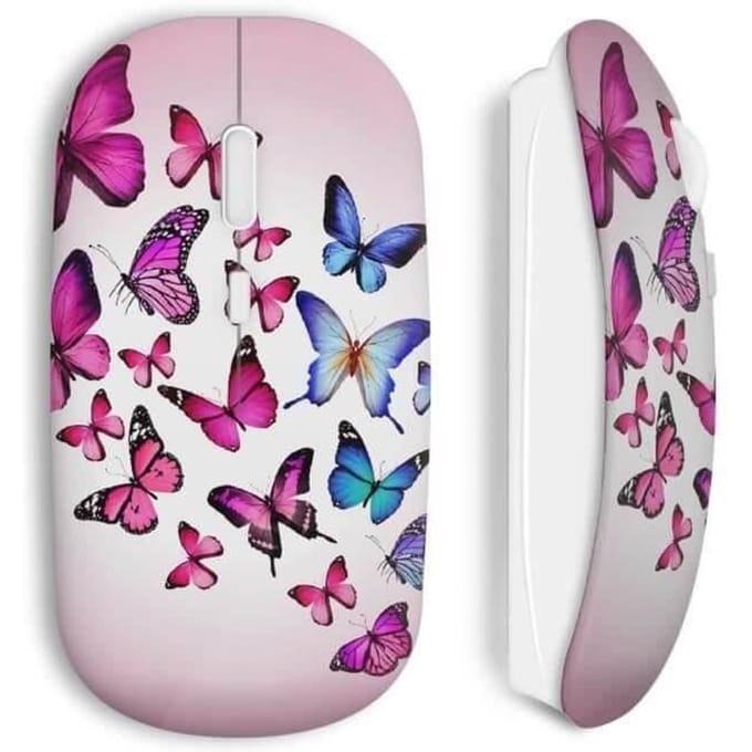 Draadloze Muis Vlinders roze blauw