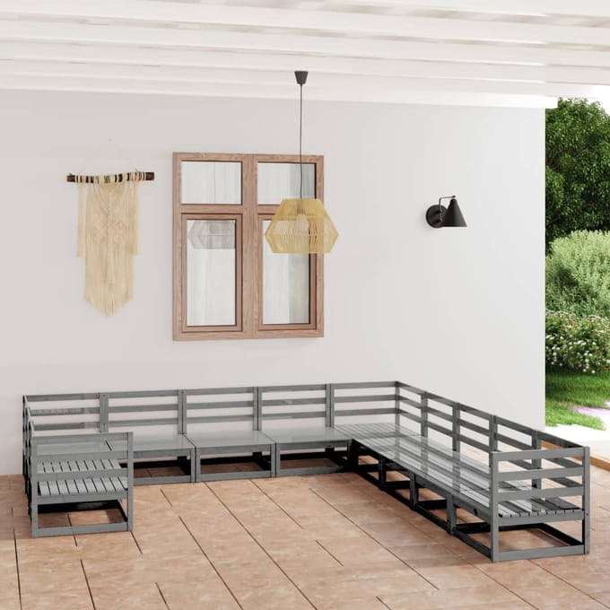vidaXL - 11-delige - Loungeset - massief - grenenhout