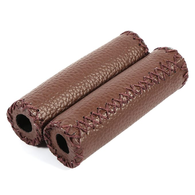 1 paire de poignées de guidon de vélo rétro en cuir artificiel, trois couleurs Coffee