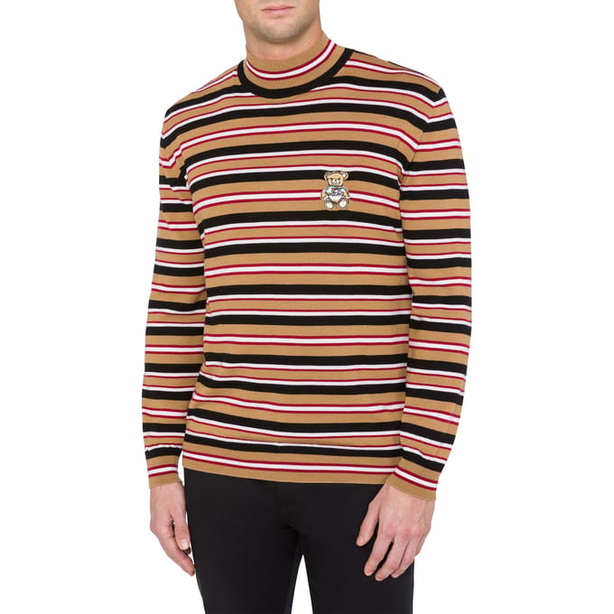 Moschino Stripes Turtleneck Sweater Brown Taglia: 54 | Dolcevita Outlet | Uomo | Marrone