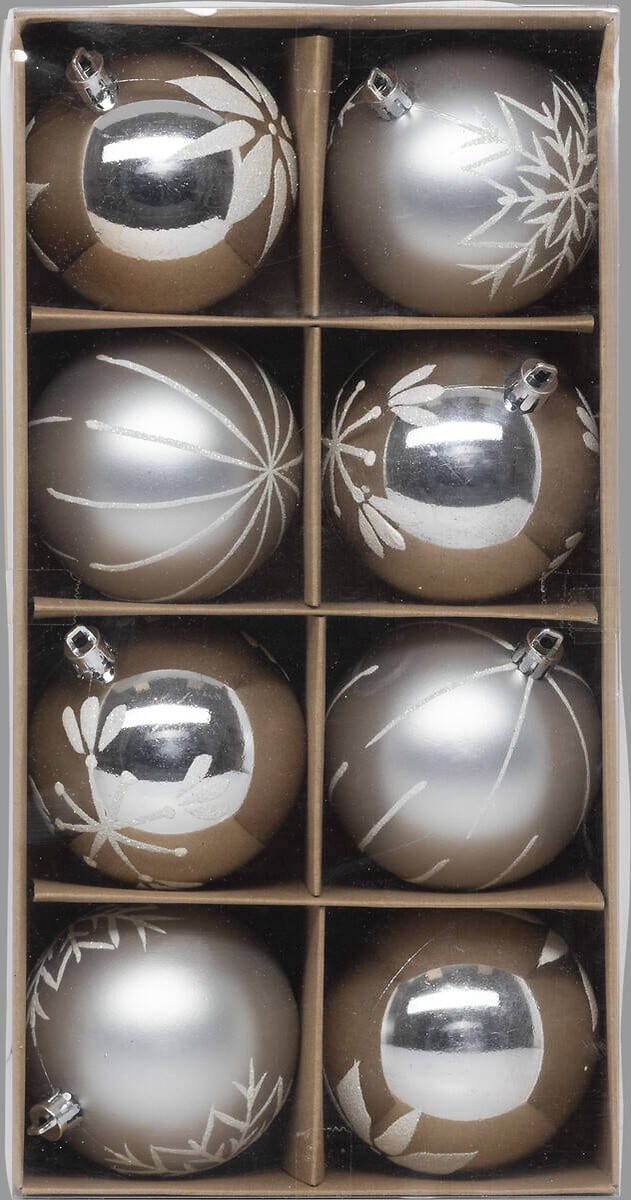 Complete set van zilveren ballen, Ø 8 cm