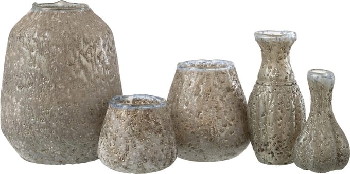 J-Line windlicht - glas - grijs - large