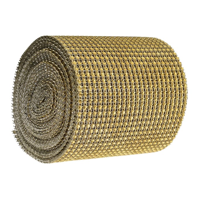 9m 24 Rijen Galvaniseren Plastic Kunstmatige Strass Lint Gaas Bruidskleding DecoratieGoud goud