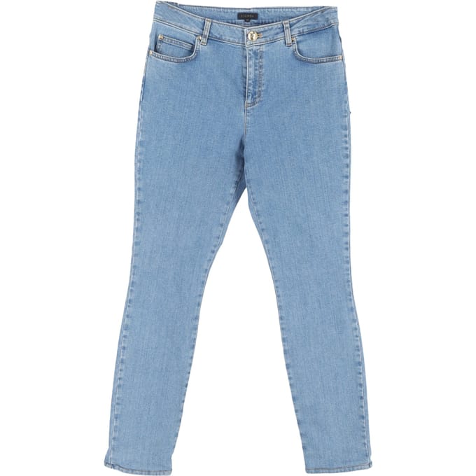 Escada Flower Patch Skinny Jeans in blauwe katoenen denim