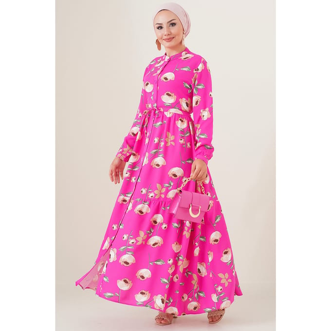Maxi-jurk met patroon en knoopsluiting