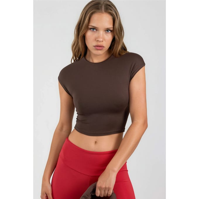 Ronde Hals Effen Cropped T-Shirt