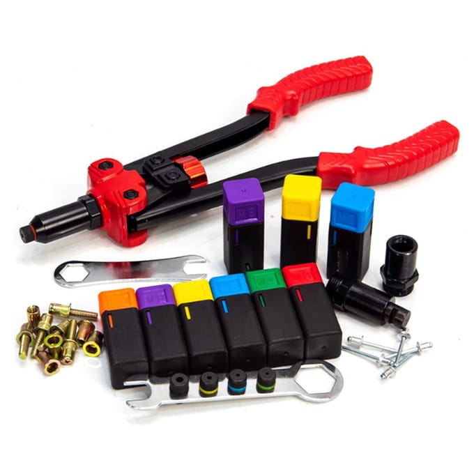 Kit d'outils pour écrous à rivets avec 10 rivets et 10 rivets pour écrous Kit d'assortiment d'écrous à rivets robuste noir