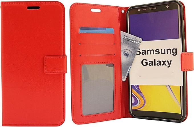 Bookcase Geschikt voor: Samsung Galaxy J6 Plus 2018 - Rood - portemonnee hoesje