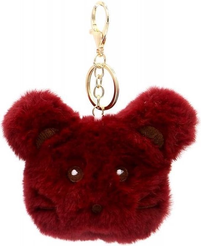 Sleutelhanger Fluffy Muis - 10x8x3 cm - Bordeaux
