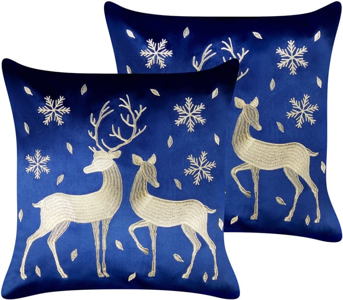 MERINGUE - Sierkussen set 2 - Donkerblauw - 45 x 45 cm - Fluweel