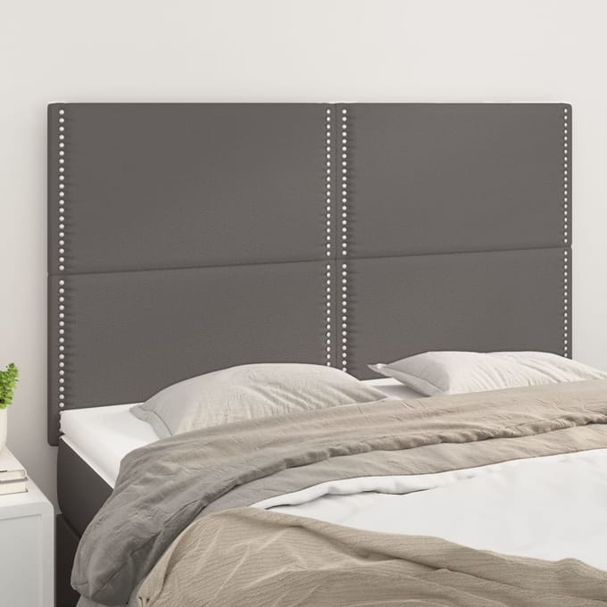 vidaXL Hoofdbord grijs 144x5x118/128 cm kunstleer