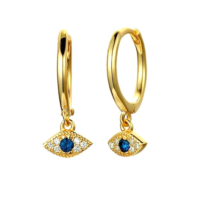 Oorring .925 Silver hanger blue eye 0.8x8 - goud - LMPiercings