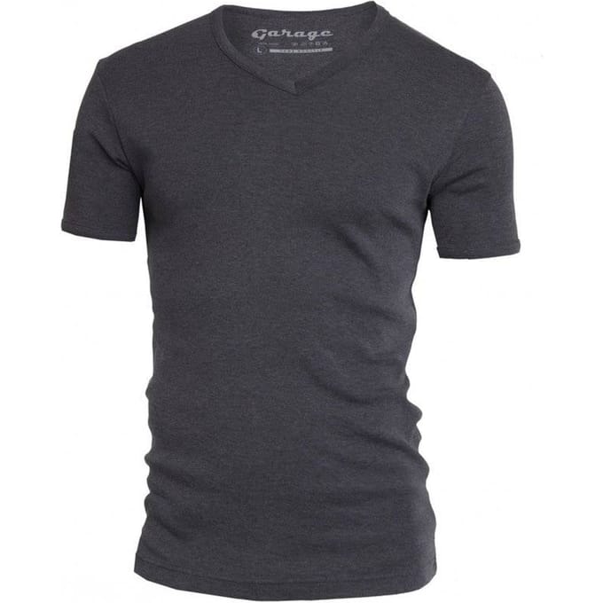 Garage 302 - T-shirt R-neck semi bodyfit anthra melange S 100% cotton 1x1 rib