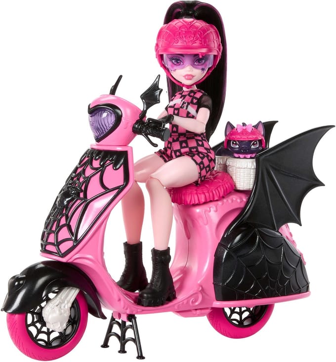 Mattel Monster High Draculaura-pop En Haar Scooter Roze