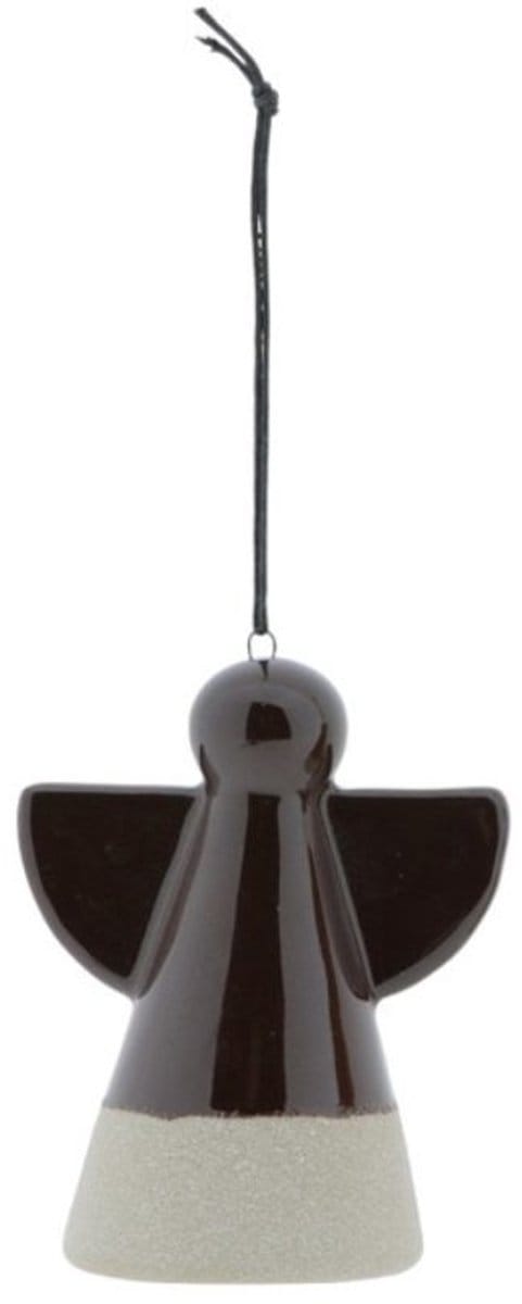 Home Society Kerst Hanger Engel Porselein Dark Brown