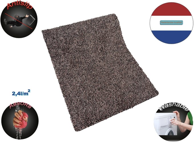 JYG Deurmat XXL KATCOT SUPERABSORB katoen bruin 100 x 180cm - droogloopmat