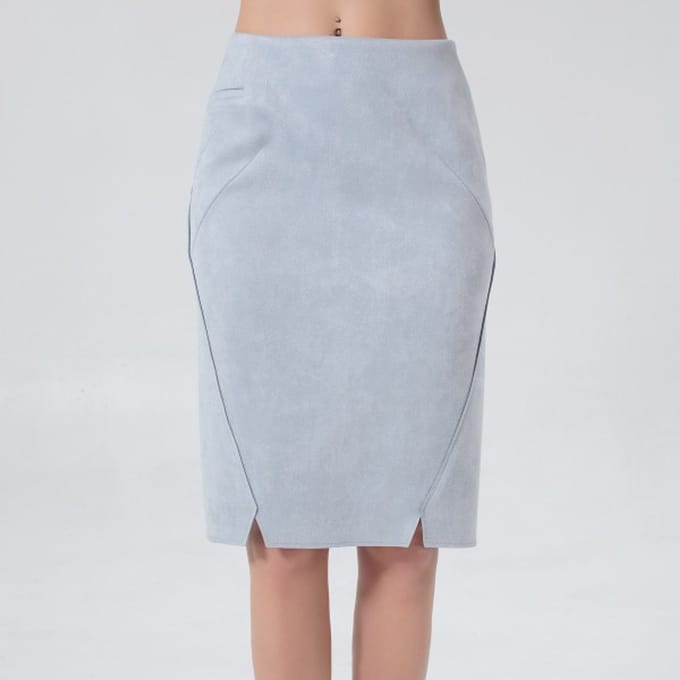 Suede rechte rok
