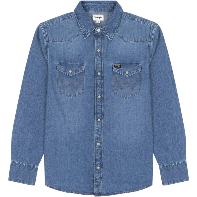 WRANGLER 27MW ICON MID STONE REGULAR DENIM SHIRT-HEREN
