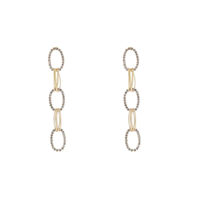 Day&Eve by Go Dutch Label Oorknoppen Ovaal Link Witte Stenen Goud