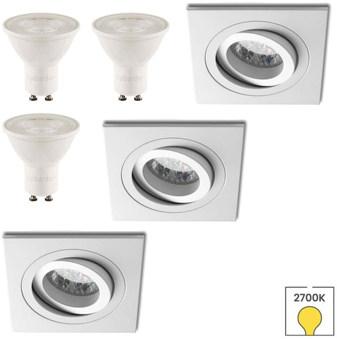 Lybardo - Inbouwspots extra klein 3-pack - Kantelbaar + LED Spot 3W - Warmwit Licht