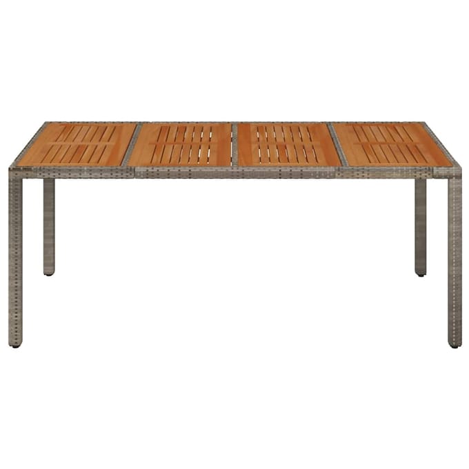 vidaXL - Tuintafel - met - houten - blad - 190x90x75 - cm - poly - rattan - grijs