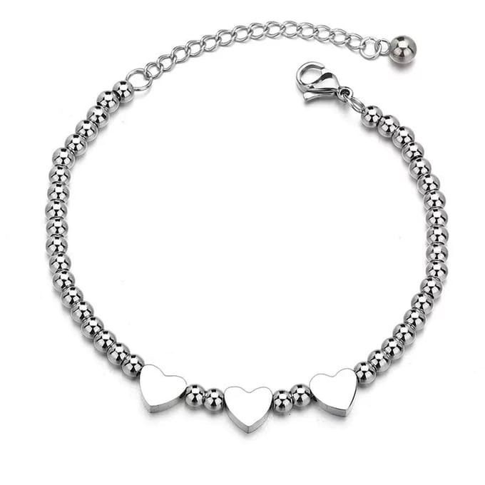 WeLoveSilver - damesarmband - chirurgisch staal - hartjes - 15.50 cm