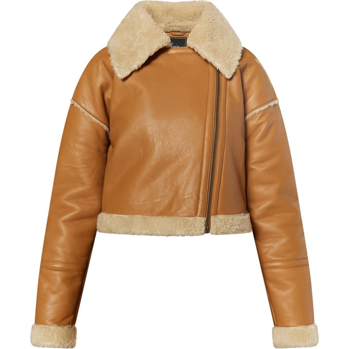 Faina Lederen jas Dames cognac