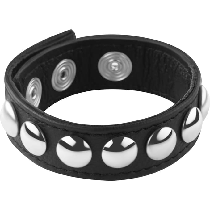 Rimba - Luxe Leren Cockring/penis strap Met Metalen siernieten - Verstelbaar