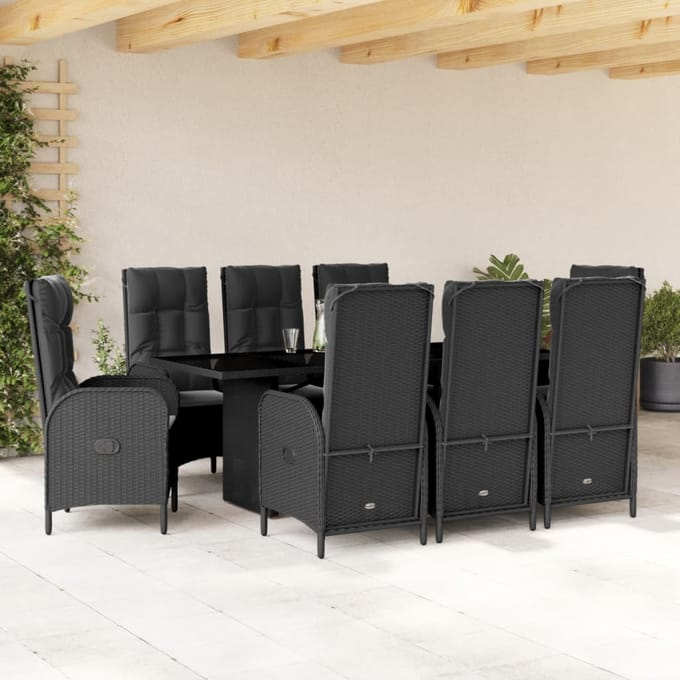 vidaXL - 9-delige - Tuinset - poly - rattan - zwart