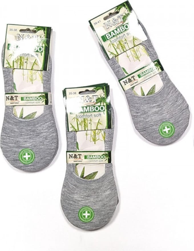 3 paar bamboe invisible sneakersokken grijs maat 35-38 anti-bacterieel