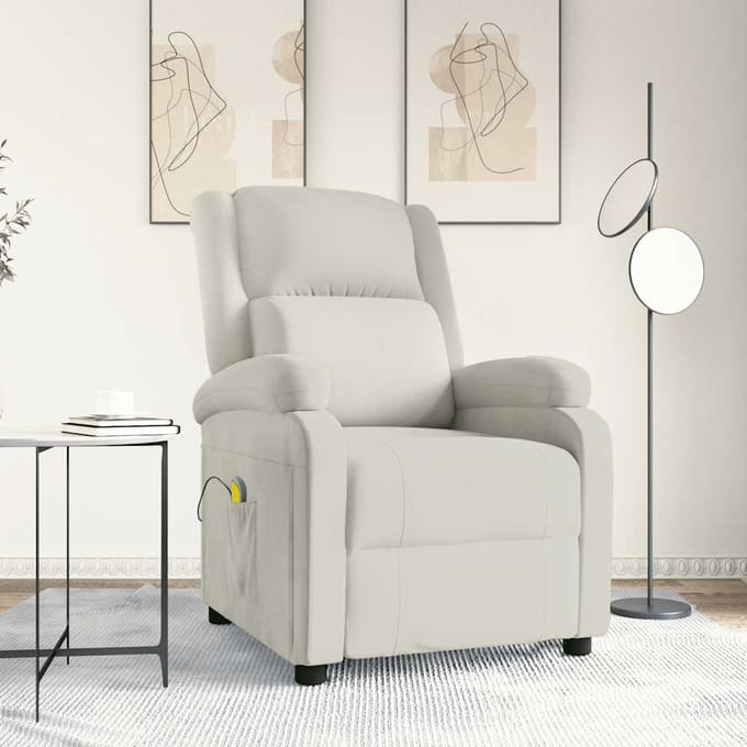 vidaXL - Massagestoel - fluweel - crèmekleurig