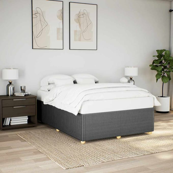 vidaXL - Bedframe - zonder - matras - stof - donkergrijs - 160x200 - cm