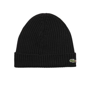 Lacoste Ribbed Beanie Hat - Zwart- Dames, Zwart One Size